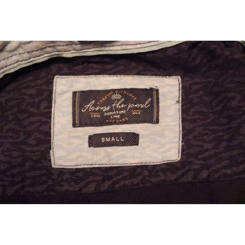 Across the Pond Boys Small Navy Blue Textured Short‎ Sleeve Button Down Shirt